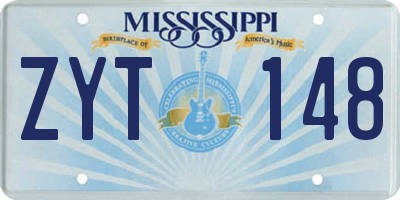MS license plate ZYT148