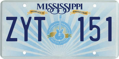 MS license plate ZYT151