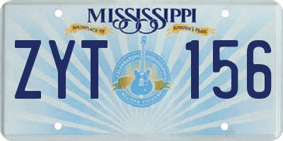 MS license plate ZYT156