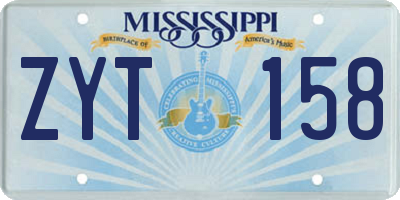 MS license plate ZYT158