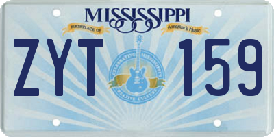 MS license plate ZYT159
