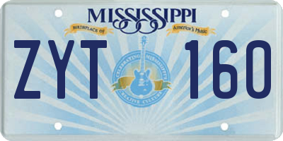 MS license plate ZYT160