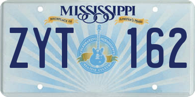 MS license plate ZYT162