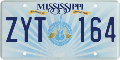 MS license plate ZYT164