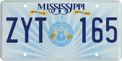 MS license plate ZYT165