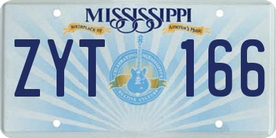MS license plate ZYT166