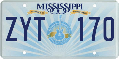 MS license plate ZYT170