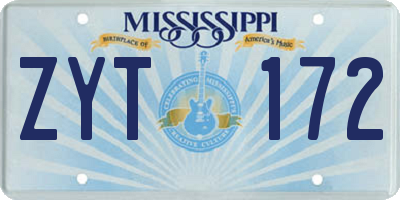 MS license plate ZYT172
