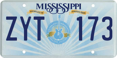 MS license plate ZYT173