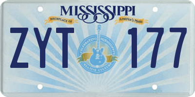 MS license plate ZYT177