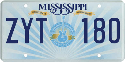 MS license plate ZYT180