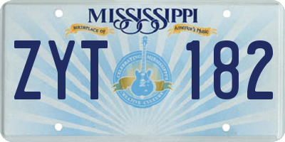 MS license plate ZYT182