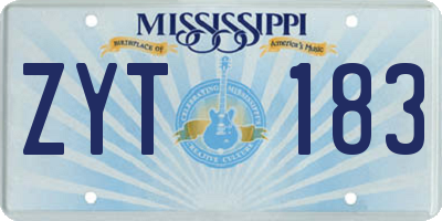 MS license plate ZYT183