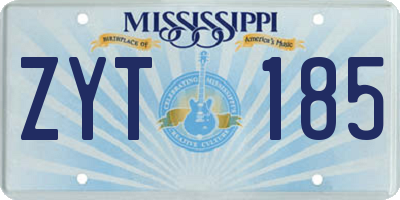 MS license plate ZYT185