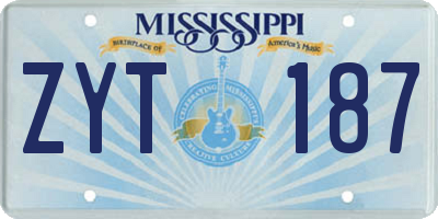 MS license plate ZYT187