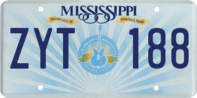 MS license plate ZYT188