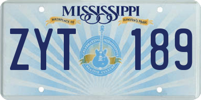 MS license plate ZYT189