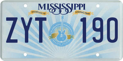 MS license plate ZYT190