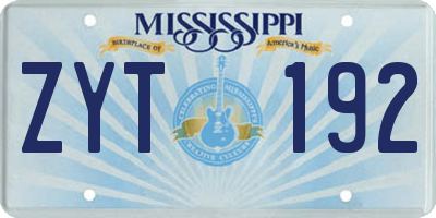 MS license plate ZYT192