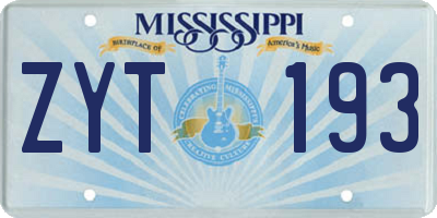 MS license plate ZYT193