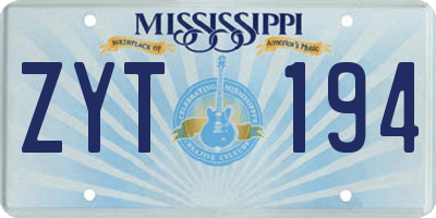 MS license plate ZYT194