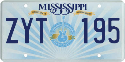 MS license plate ZYT195