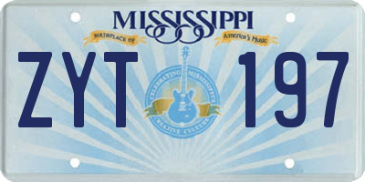 MS license plate ZYT197