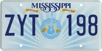 MS license plate ZYT198