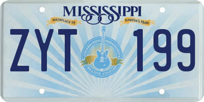 MS license plate ZYT199