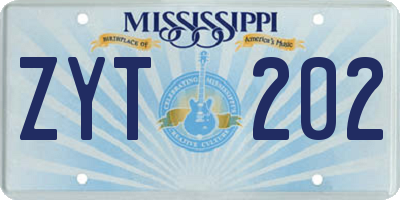 MS license plate ZYT202