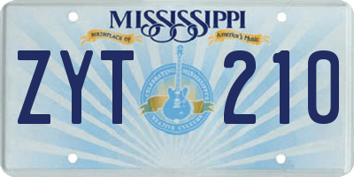 MS license plate ZYT210