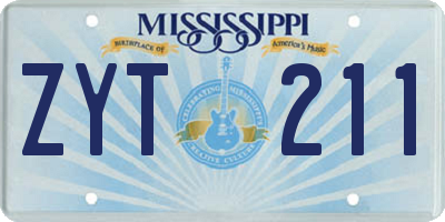 MS license plate ZYT211
