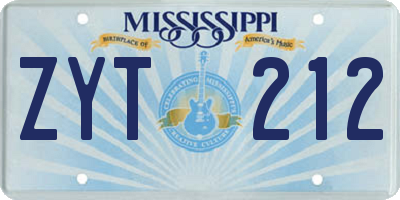 MS license plate ZYT212