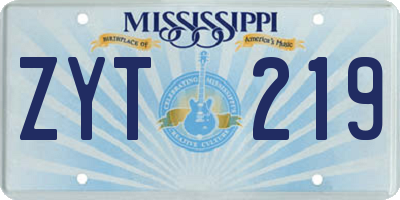 MS license plate ZYT219