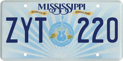 MS license plate ZYT220