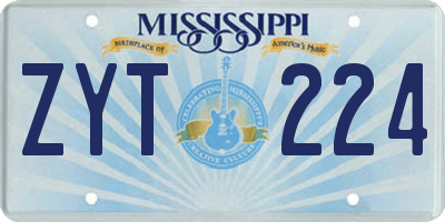 MS license plate ZYT224