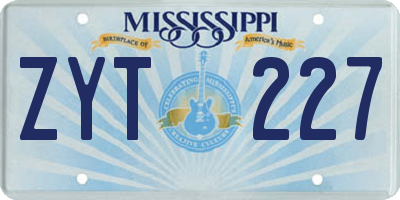 MS license plate ZYT227