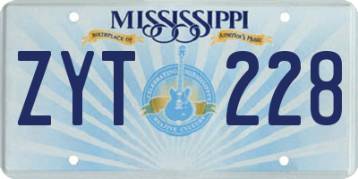 MS license plate ZYT228