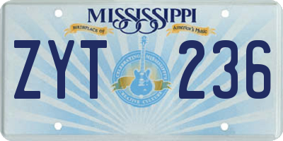 MS license plate ZYT236