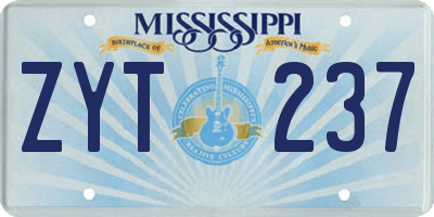 MS license plate ZYT237