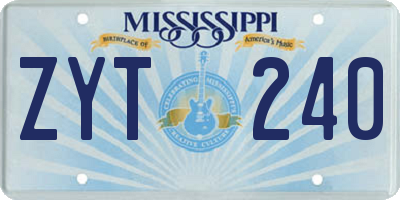 MS license plate ZYT240