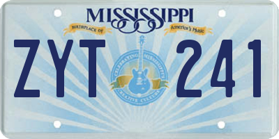 MS license plate ZYT241