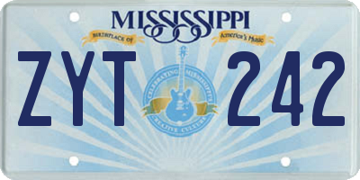 MS license plate ZYT242