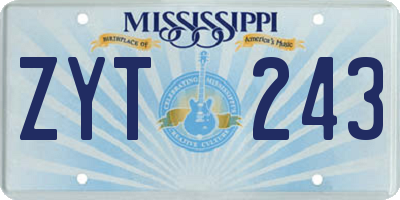 MS license plate ZYT243