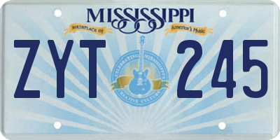 MS license plate ZYT245