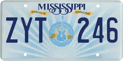MS license plate ZYT246