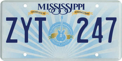 MS license plate ZYT247