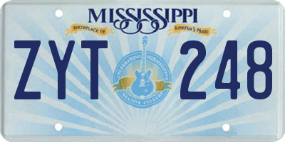 MS license plate ZYT248