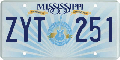 MS license plate ZYT251