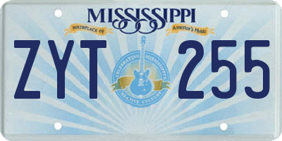 MS license plate ZYT255